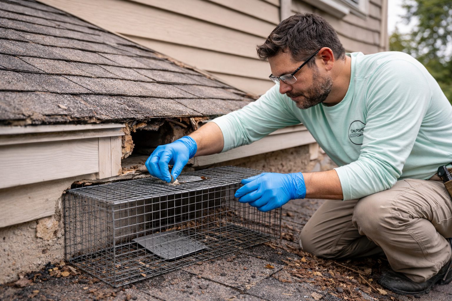 Houston Wildlife Trappers Setting Attic Trap