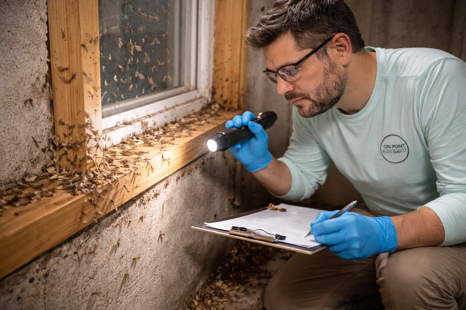 Houston termite swarm signs near a home during termite season