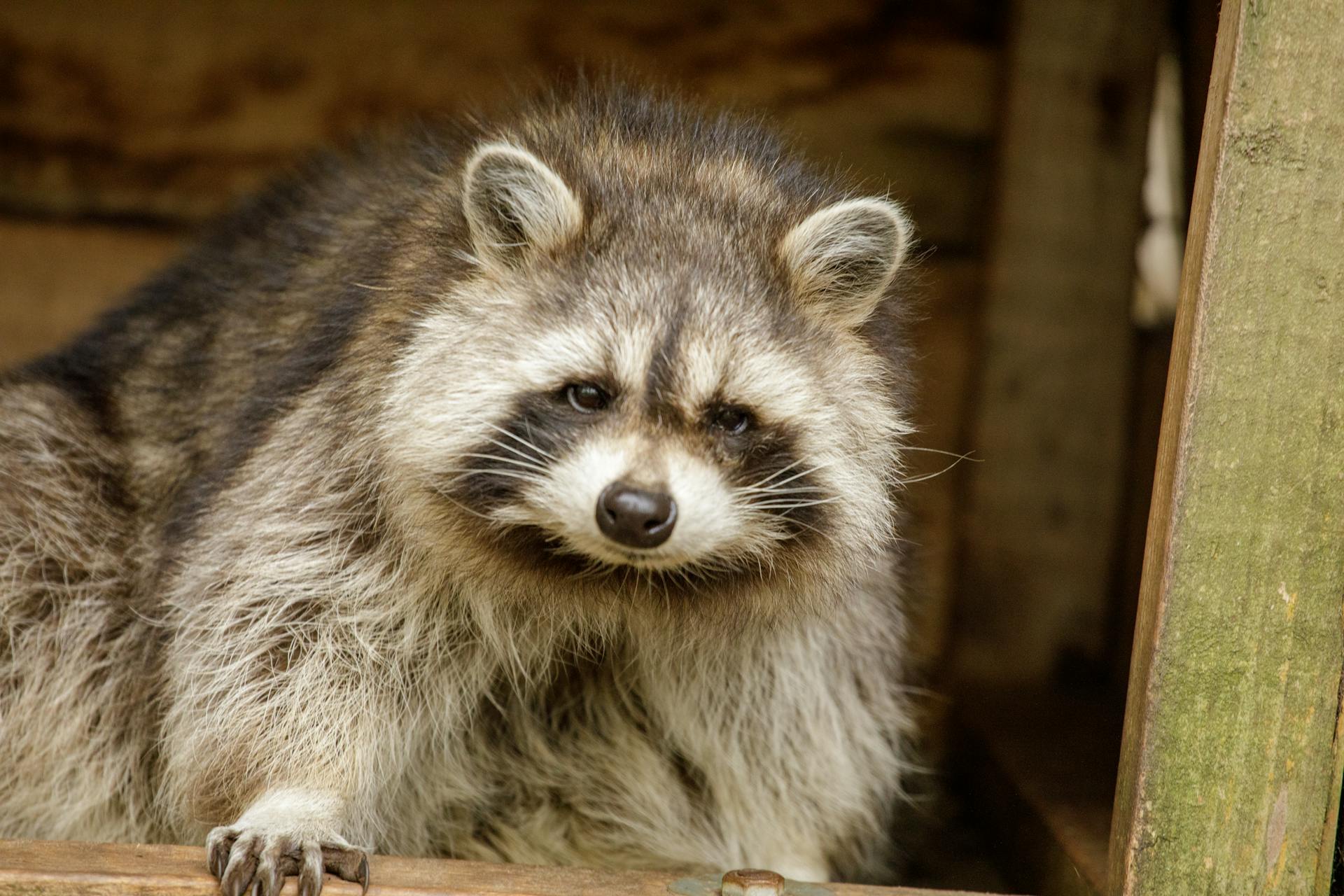 Large raccoon in garage near The Woodlands needing Houston raccoon removal and exclusion